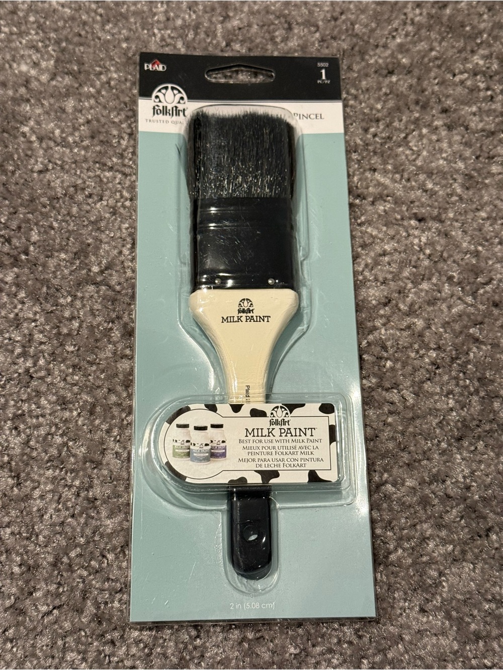 Folk Milk Paint 2" Flat Brush in Black and Cream